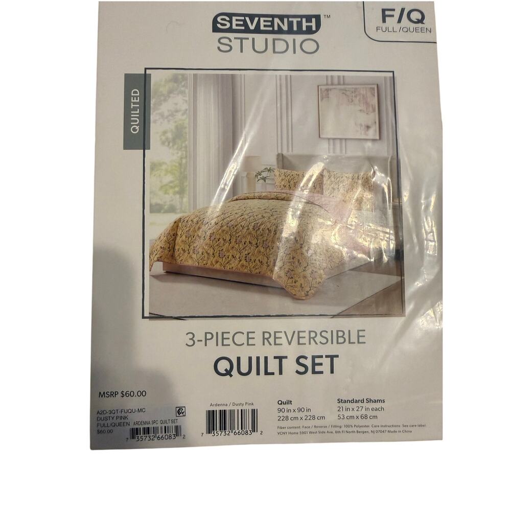 Seventh Studio Adrienne Floral 3 Piece Full/Queen Quilt Set -- Bed in a Bag - Picture 3 of 6